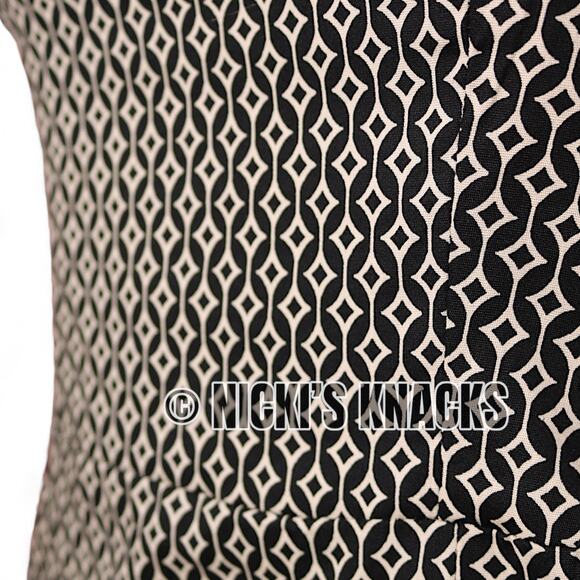Monteau Black Taupe Patterned Mini Dress Square Neck Sheath Fit Size S - Picture 5 of 11
